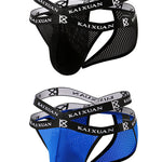 2 Pack Men's Ice Silk Mesh Capsule Pouch Sexy Jockstrap