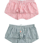 2 Pack Men’s Classic Striped Trunks with Button Fly