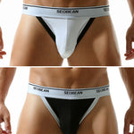 2 Pack Men's Low-Rise Solid Color Bikini with Large Pouch