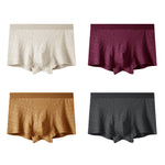 4 Pack Men's Antibacterial Cotton Jacquard Breathable Solid Color Trunks