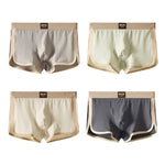 4 Pack Men's Solid Textured Minimalist Mid-Rise Breathable Boxer Briefs