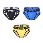 3 Pack Men's Sporty Cut Breathable Mesh Solid Color Seamless Briefs