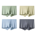 4 Pack Men's Antibacterial Cotton Gusset Striped Lightweight Trunks