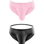 2 Pack Men's Low Rise Back Hollow 3D U-convex Large Pouch T-Back Briefs