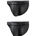 2 Pack Men’s Sexy Striped Mesh Briefs