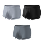 3 Pack Men's Solid Color Breathable Comfy Fabric Loose-Fit Soft Trunks