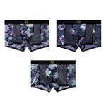 3 Pack Men's Floral Print Antibacterial & High-Stretch Mesh Breathable Trunks