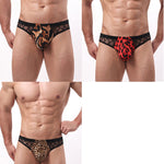 3 Pack Men's Leopard Print Contoured Pouch Breathable Briefs