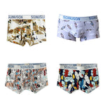 4 Pack Men's Ice Silk Bold Prints Lightweight & Airy Mid-Rise Trunks