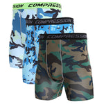 3 Pack Men's Trendy Prints Quick-Dry High-Stretch Snug Fit Activewear Tights