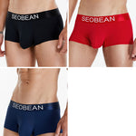 3 Pack Men's  Ice Silk Solid Color Breathable Antibacterial Trunks