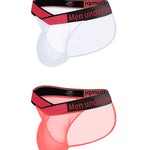 2 Pack Men's Large Pouch Semi-Transparent Sexy Bikini