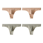 4-Pack Men's Seamless Solid Color Stretch Fit Ice Silk Thong