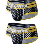 2 Pack Men's Sexy Star Print Low-Rise Breathable Comfort Trendy Briefs & Jockstrap