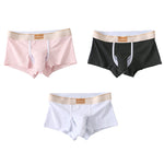 3 Pack Men's Elephant Trunk Separate Cotton Sexy Mid-Rise Solid Color Trunks
