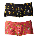 2 Pack Men's Low-Rise Cotton Boxer Shorts with Playful Print