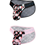 2 Pack Men's Breathable Alphabet-Print Expanded Pouch Briefs