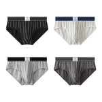 4 Pack Men's Striped Design Soft-Touch Cotton Fabric Breathable Briefs
