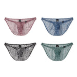 4 Pack Men's Ice Silk Cooling Mesh Breathable U-Pouch Leopard Print Bikinis