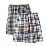 2 Pack Men's Mid-Rise & Loose Fit Plaid Cotton Lounge Pants