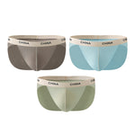3 Pack Men's Ice Silk Lightweight & Transparent Skin-Feel Solid Color Briefs