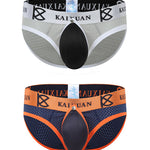2 Pack Men's Sexy Mesh Front Opening Sponge Coaster Briefs