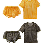 2 Pack Men's Breathable See-Through Hollow Design Loose-Fit Activewear Tops & Shorts