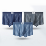3 Pack Men's Striped Cotton Blend Trunks