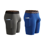 2 Pack Men’s Compression Boxer Shorts with Side Pocket