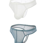 2 Pack Men's Low-Rise Solid Color Moisture-Wicking Sexy Light Compression Thongs