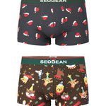 2 Pack Men's Seamless Comfort Playful Style Prints Breathable Trunks