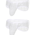 2 Pack Men's Sheer Grid Mesh Breathable Large U-Pouch Trunks
