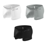 3 Pack Men's Breathable Ice Silk Double-Layered Big Pouch Sexy Boxer Briefs
