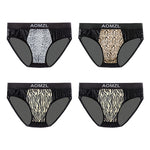 4-pack Men's Sexy Leopard Print Ice Silk Mesh Briefs