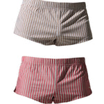 2 Pack Men's Breathable Cotton Classic Pinstripe Home Shorts