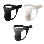 3 Pack Men's Solid Ribbed U-Pouch Breathable & Lifting Thongs