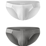 2 Pack Men's Solid Color Low Rise Sweat-Absorbent Large U-Shaped Small Pocket Briefs
