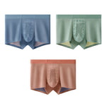 3 Pack Men's Seamless Breathable Trunks with 7A Antibacterial Mulberry Silk Lining