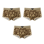 3 Pack Men's Vintage Print Cotton Comfy Waistband Soft Touch Trunks