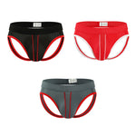 3 Pack Men's Breathable Mesh Sexy Moisture-Wicking 3D Cutting Jockstrap
