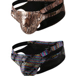 2-pack Men's Snake Print Hollow Briefs