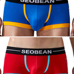 2 Pack Men's Stretch Cotton Breathable Colourway Contrast Trunks