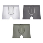 3 Pack Men's Ice Silk Full-Coverage Antibacterial Mid-Rise Boxer Briefs
