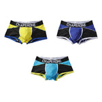 3 Pack Men's Color Block Cotton-Mesh Breathable & Trendy Trunks