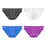 4 Pack Men's Sexy Solid Color Low-Rise Stretch Fit Breathable Briefs