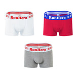 3 Pack Men's Solid Color Sports Breathable Cotton Large Pouch Boxer Briefs