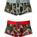 2 Pack Men's Sexy Mesh Camouflage Quick-Dry Large Pouch Low-Rise Trunks