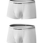 2-Pack Men's Threaded Large Pouch U-convex Sweat-absorbent Breathable Thin Sports Boxer Pants