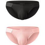 2 Pack Men's Solid Color Low Rise Sweat-Absorbent Large U-Shaped Small Pocket Briefs