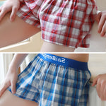 2 Pack Men's Mid-Rise Premium Cotton Plaid Quick-Dry Boxer Shorts